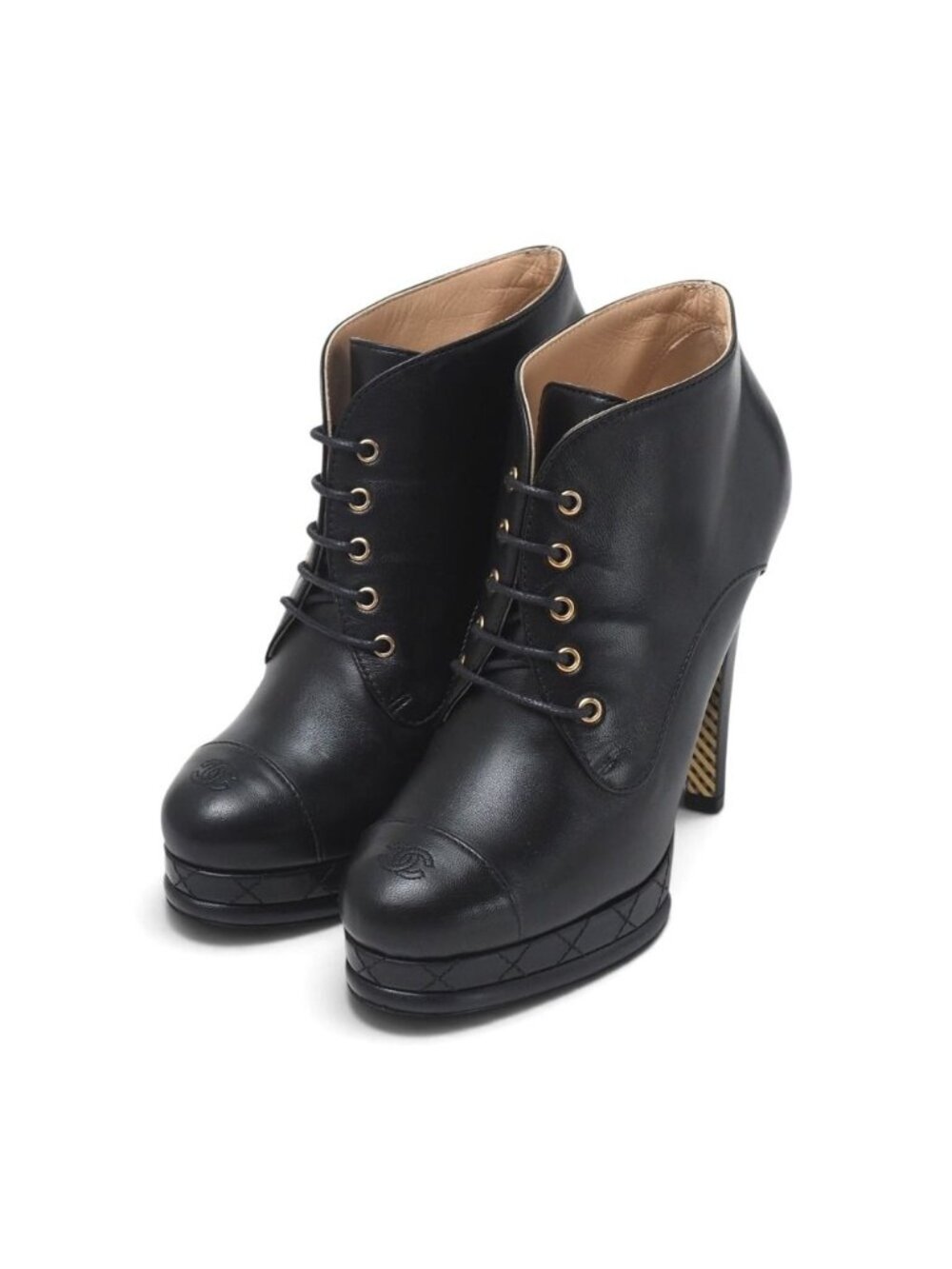 Chanel Boots CC Booties Lace-up